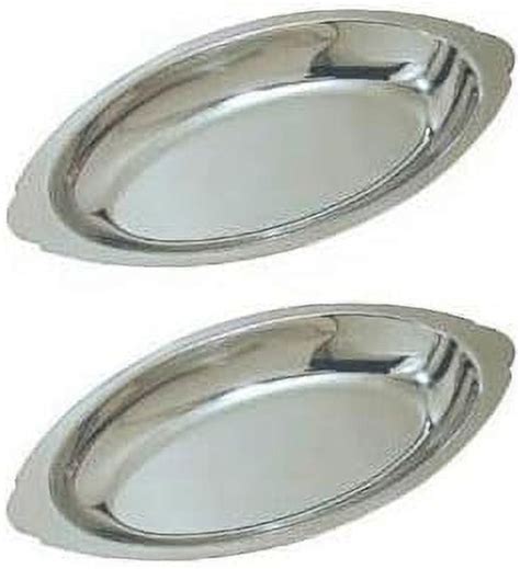 oval stainless steel box 8oz platter|Choice 8 oz. Stainless Steel Oval Au Gratin Dish.